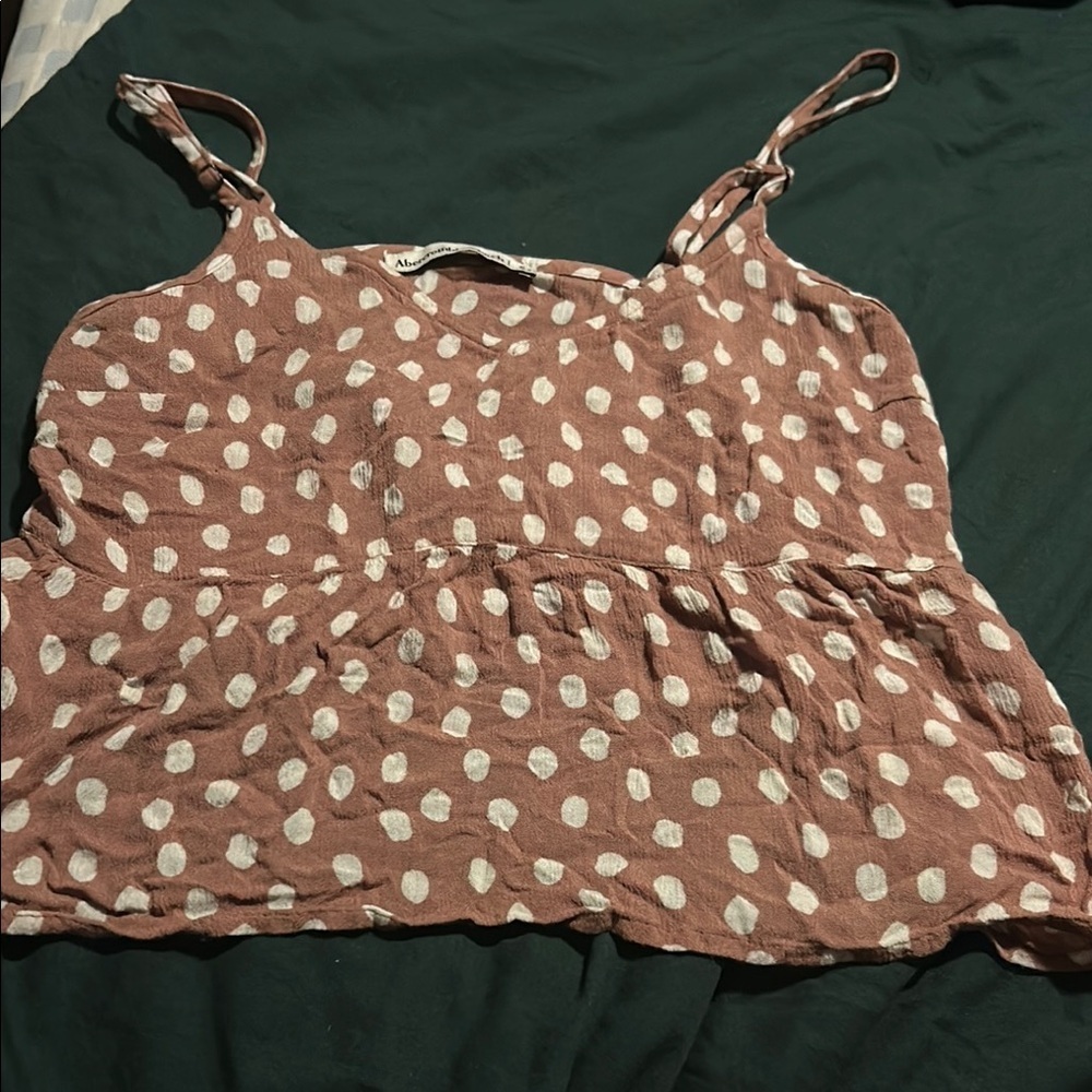 Abercrombie & Fitch Brown and White Ruffled Sleeveless Camisole